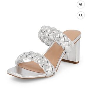 Silver block heel sandals